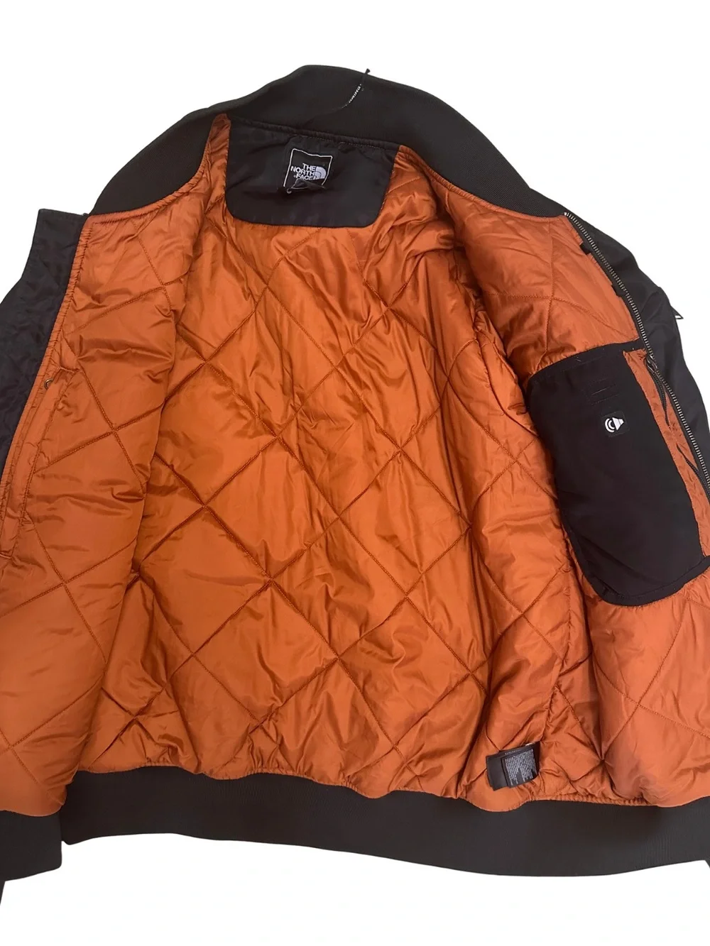 The North Face Black MA-1 Flight Bomber Jacket SZ L Quilted Liner Full Zip EUC